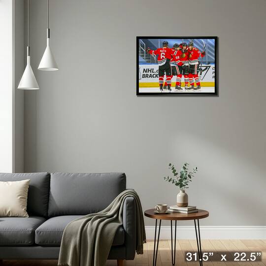 Chicago Blackhawks Framed 20" x 29" Goal Celebration Canvas 31.5" x 22.5"